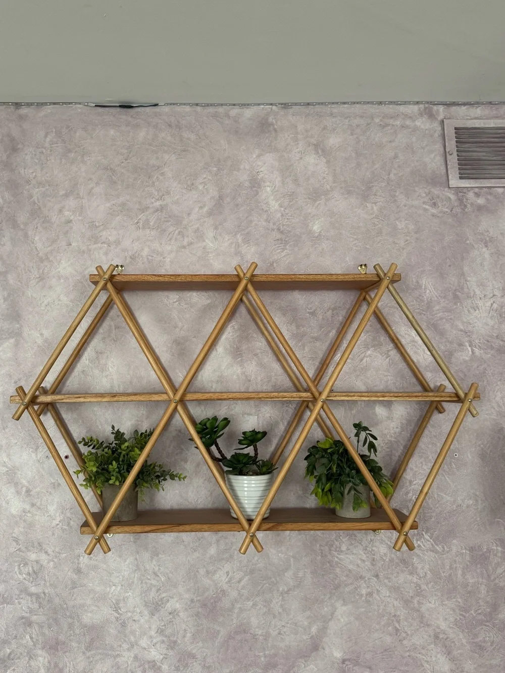 Bamboo Geometric Wall Shelves - Natural Wood Home Wall Decor